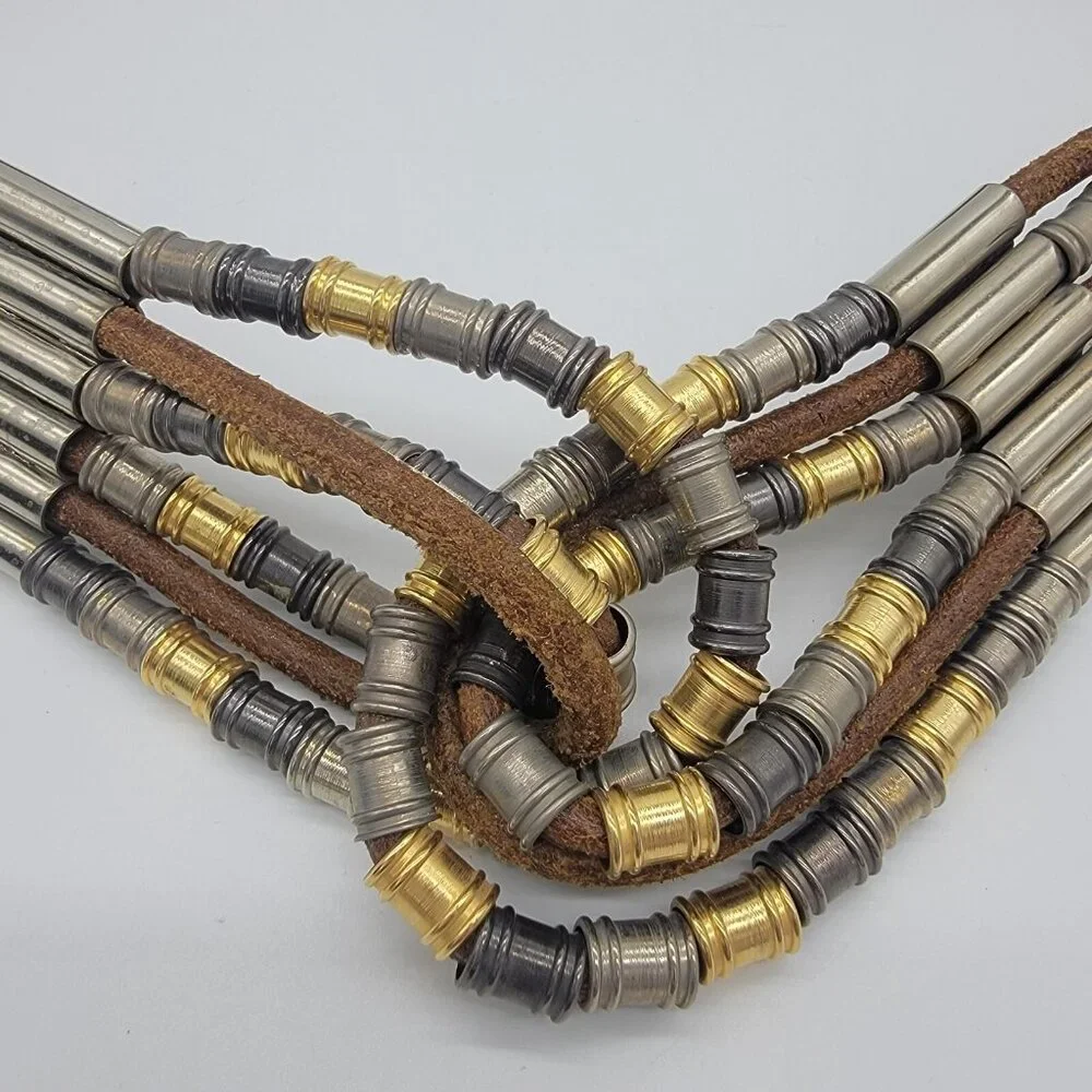Vintage 80s Belt Womens Statement Twist Leather‎ Link Twisted Chain Belt Italy